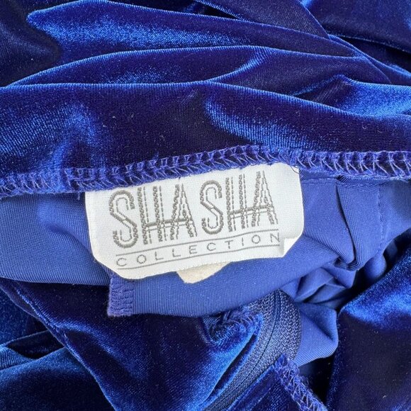 Shasha Collection Vintage Blue Velvet Womens Back Zip Flat Front Wide Leg Pant L - Picture 4 of 8